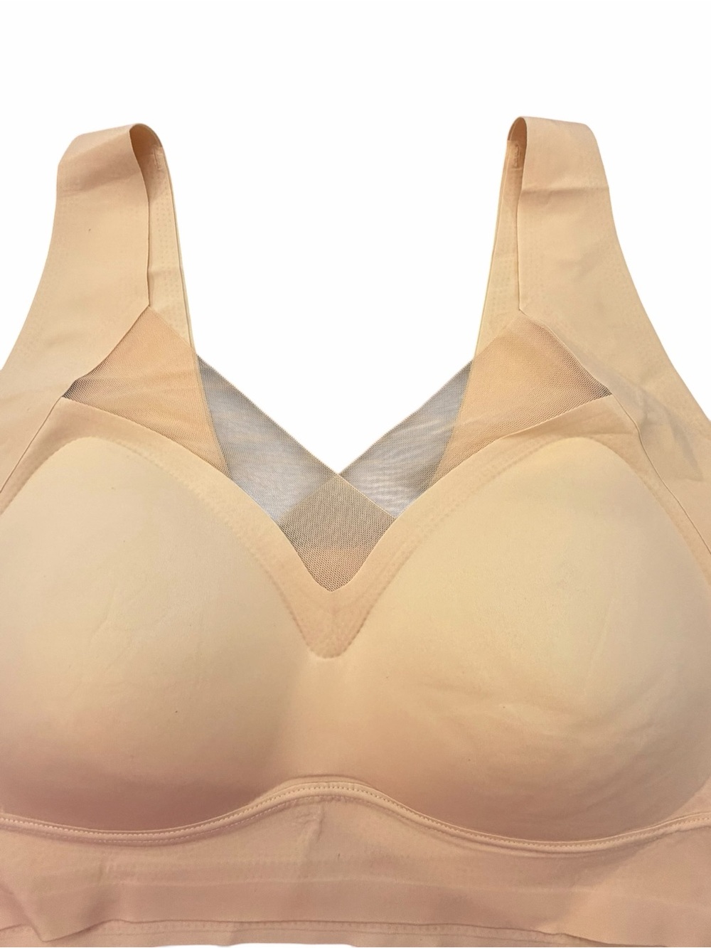 Werena V-Net Mesh Front Wireless Bra Comfort Bra 2XL NEW Beige Nude Pullover - Picture 4 of 9